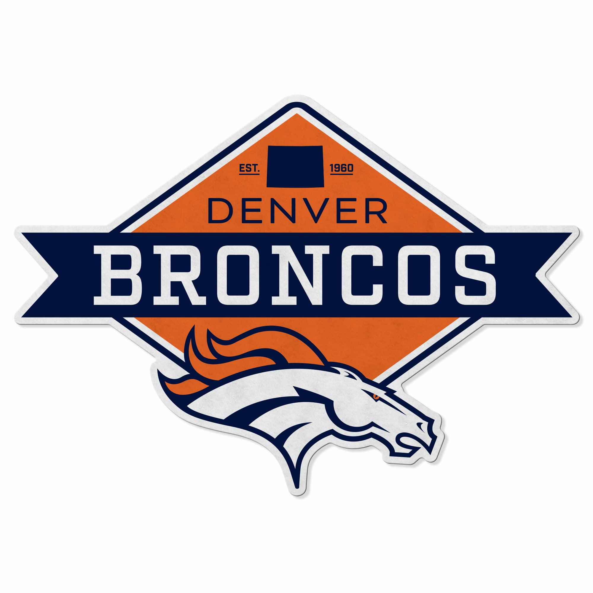 Banderín de fieltro Denver Broncos con acabado premium en forma de diamante Rico