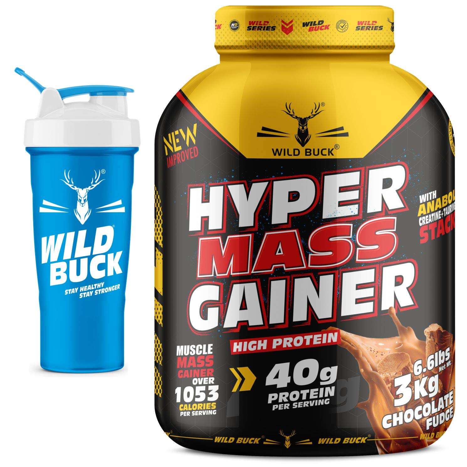 Wild Buck Mass Gainer,High Protein Muscle Mass Gainer Powder with Creatine + Taurine,1053 Calories & 40g Protein,Gain Strength & Size,for Men & Women [Chocolate Fudge,3 Kg / 6.6 lb] Free Shaker (B08S6ZJCHG) Amazon Price History, Amazon Price Tracker