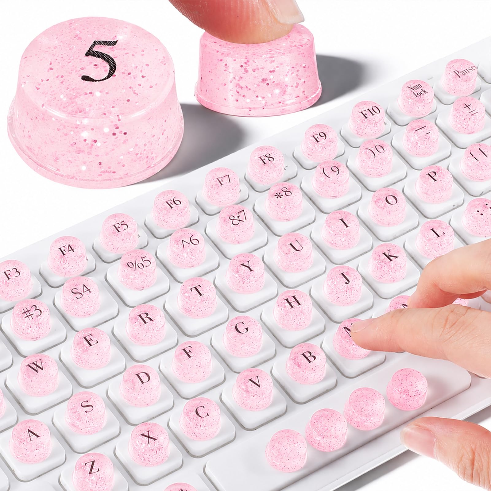 View 1 of 128 Pcs Keyboard Stickers for Long Nails, Universal Adhesive Keyboard Bubbles, Comfortable Long Nail Keyboards for Women, Reusable Keyboards Accessories for Gamers, Writers, Home, Office Use