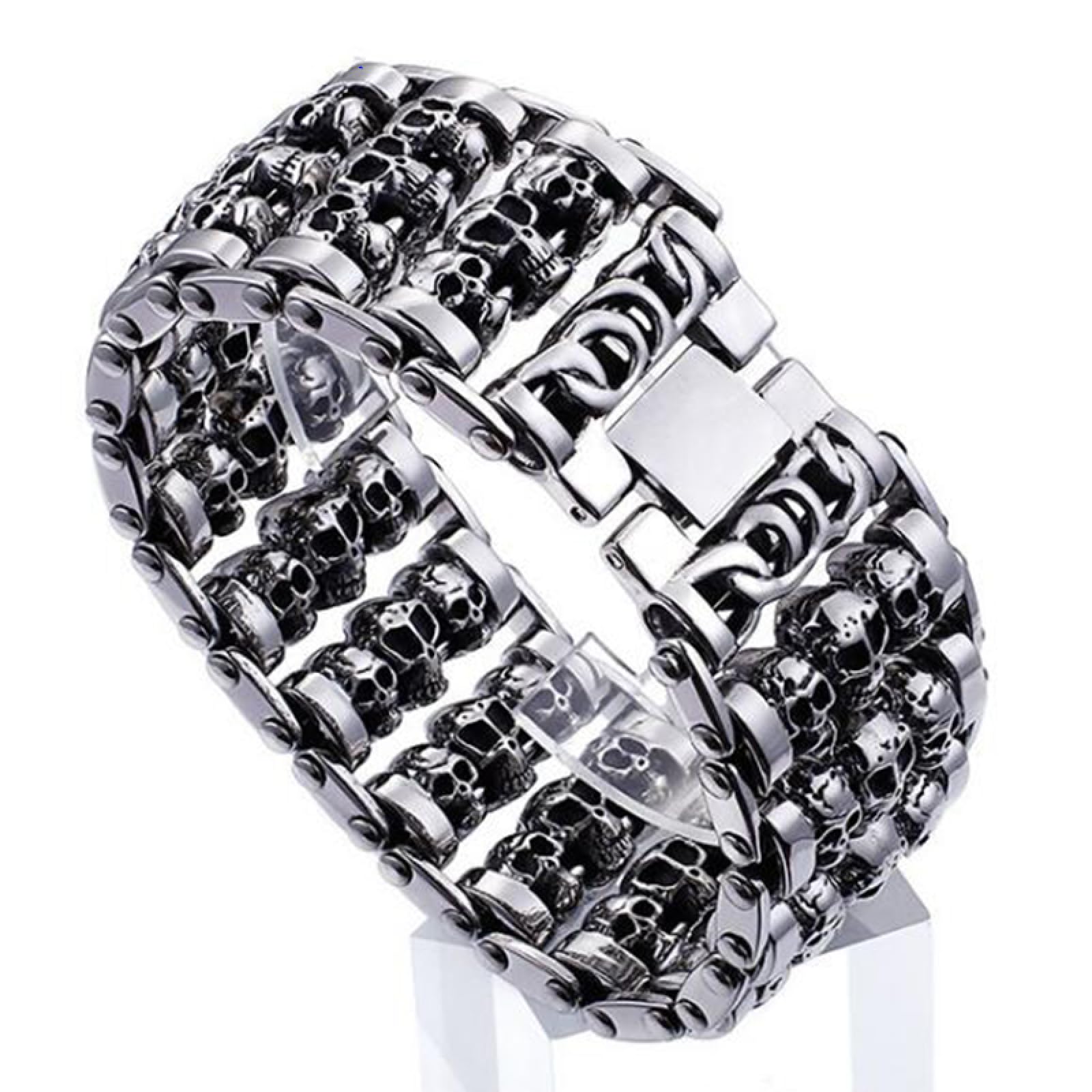 Armbänder Herren Armband Geschenk Armreif Skelett Schädel Kopf Breite Kette Armband Männer Punk Rock Spirit Biker Männer Armbänder