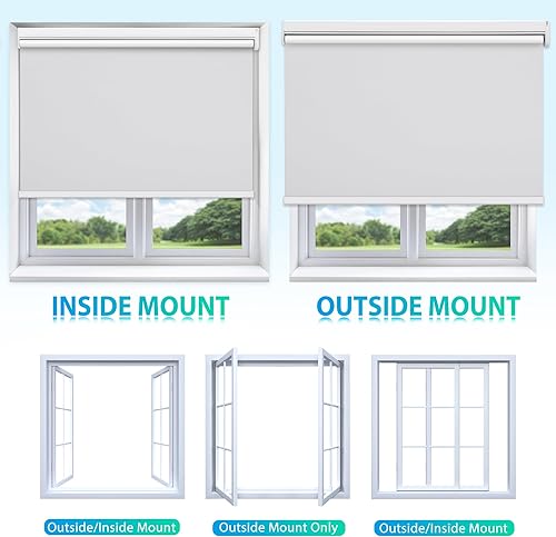 Miniatura 6 de Allesin Persianas enrollables motorizadas con control remoto para ventanas, persiana enrollable inteligente opaca a pilas (blanco, 33 pulgadas de