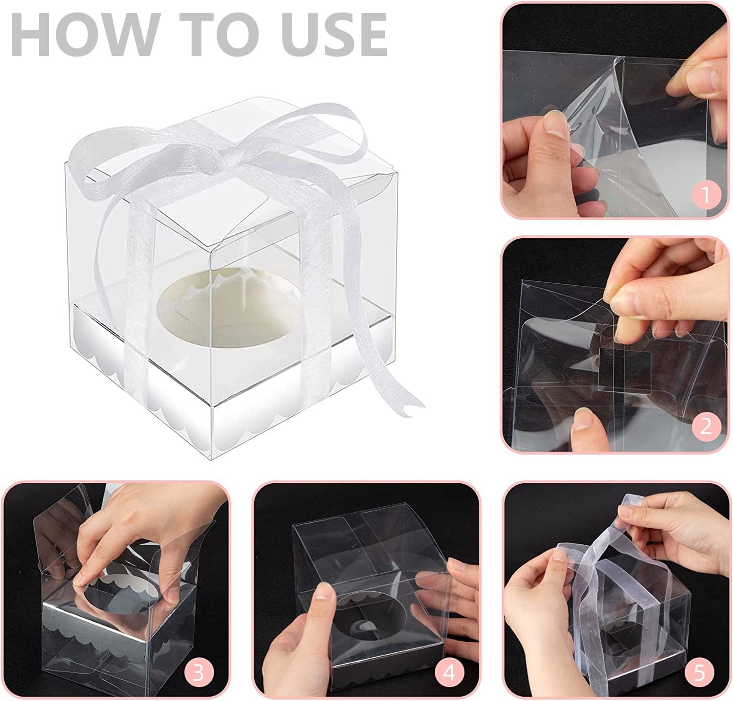 XINHPKGG Lot De 35 Boîtes à Macarons Transparentes Pour 2