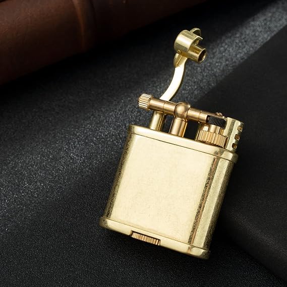 Soft Flame Antique Style Lift Arm Windproof Kerosene Lighter, Unique Birthday Gifts for Men Dad Husband (Brass)