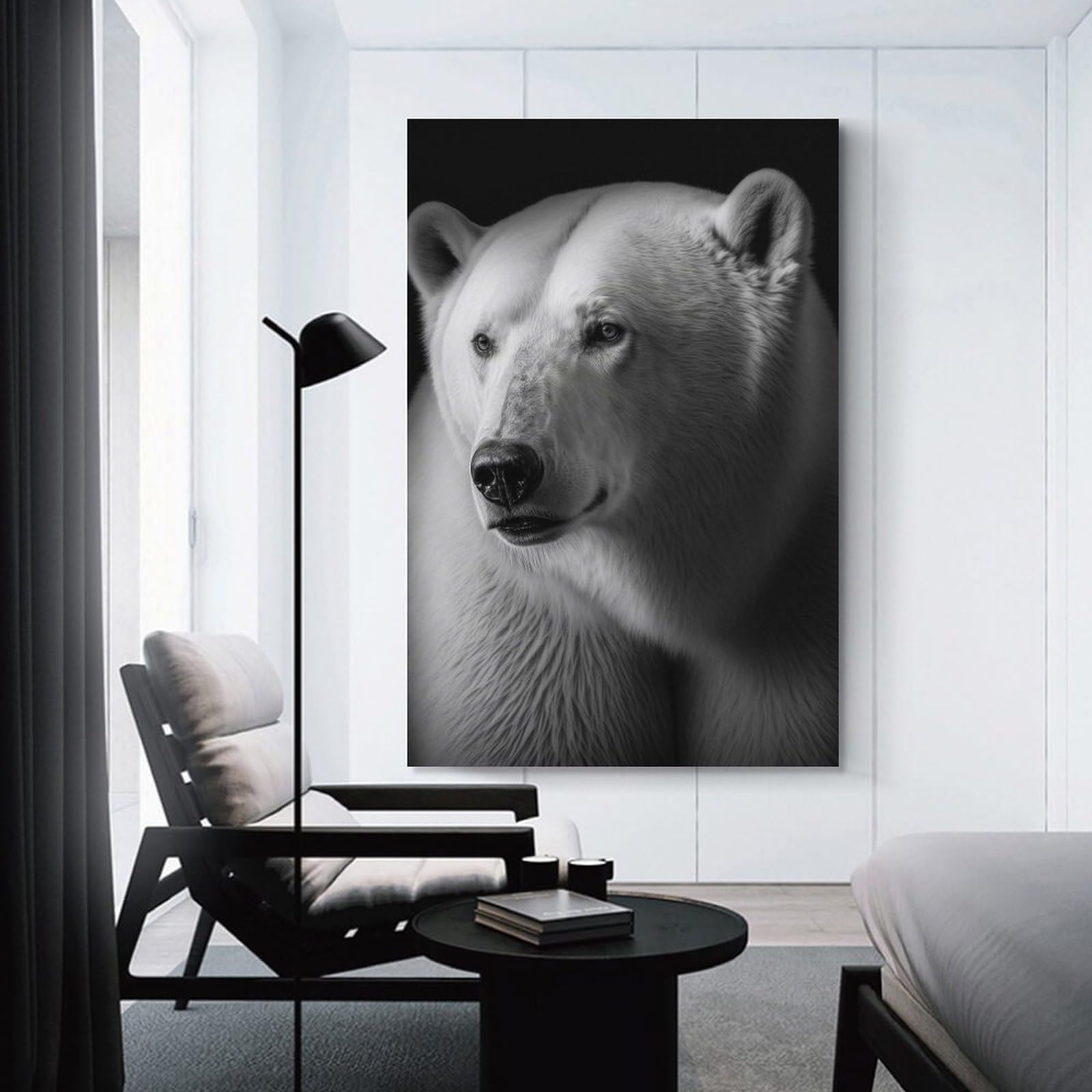 Junmoney Portrait of A Polar Bear Decorative Canvas Print, 08x12inch(20x30cm), for Gallery Wall Decor And Room Displays, Wall Decor Suited to Curated Displays