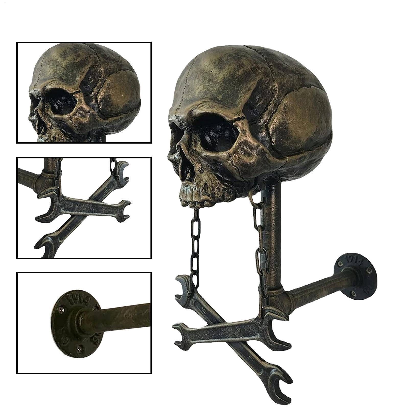 Supporto per caschi da moto, supporto per caschi cranio,Supporto da parete per caschi | Supporto per caschi cranio da moto, supporto per caschi, design testa cranio da parete, per bicicletta,
