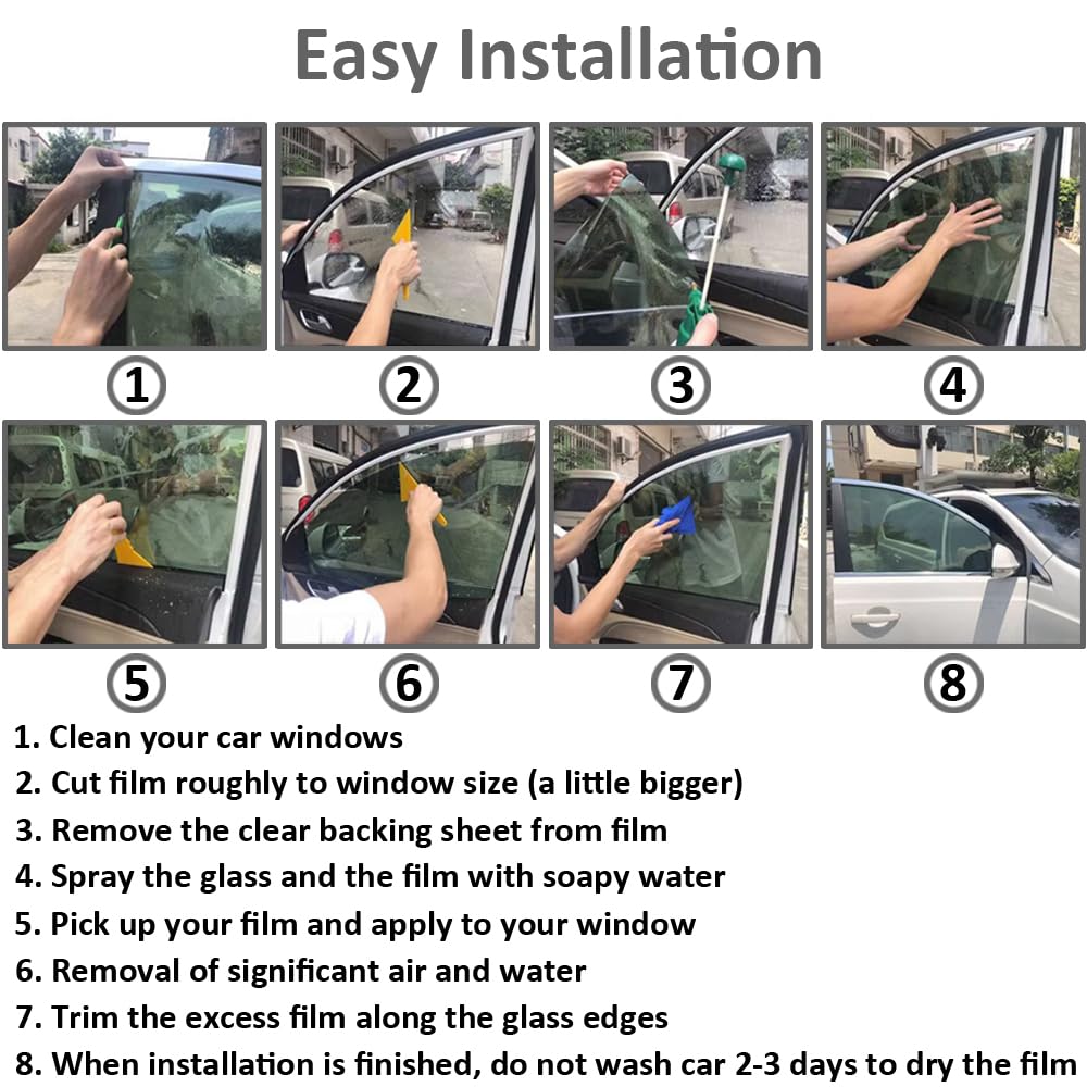 Film de Teinte de Vitre Voiture 1% VLT Film Teinté de Fenêtre Fumée Noir Rouleau Autocollant Verre Film Teinte Solaire Protection Film de Verre Anti Regard 60cm X 600cm