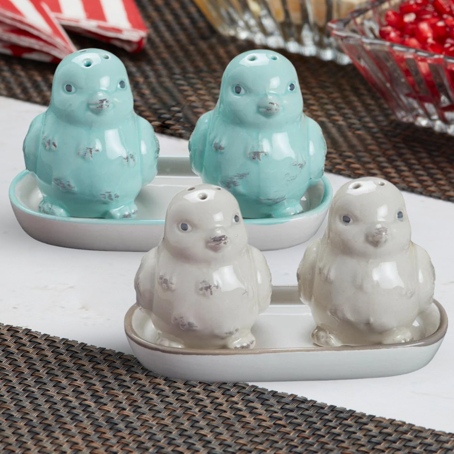 Kookee Ceramic Salt Pepper Set of 2 with Tray | White, Yellow (10663) — Amazon image 8