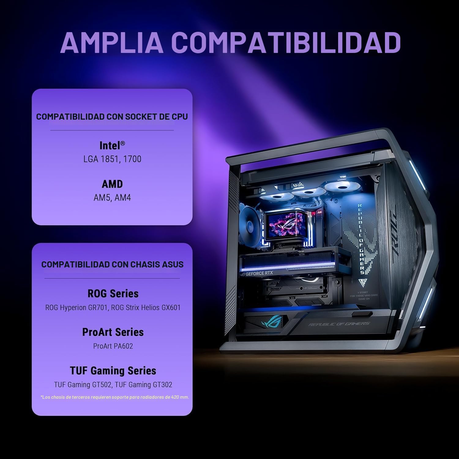 ASUS ROG Ryuo IV SLC 360 ARGB - Sistema de Refrigeración Líquida Todo en Uno para CPU, Tubos más Cortos, Pantalla AMOLED Curva de 6,67 Pulgadas que Admite Vídeo o Información Personalizada del Sistema
