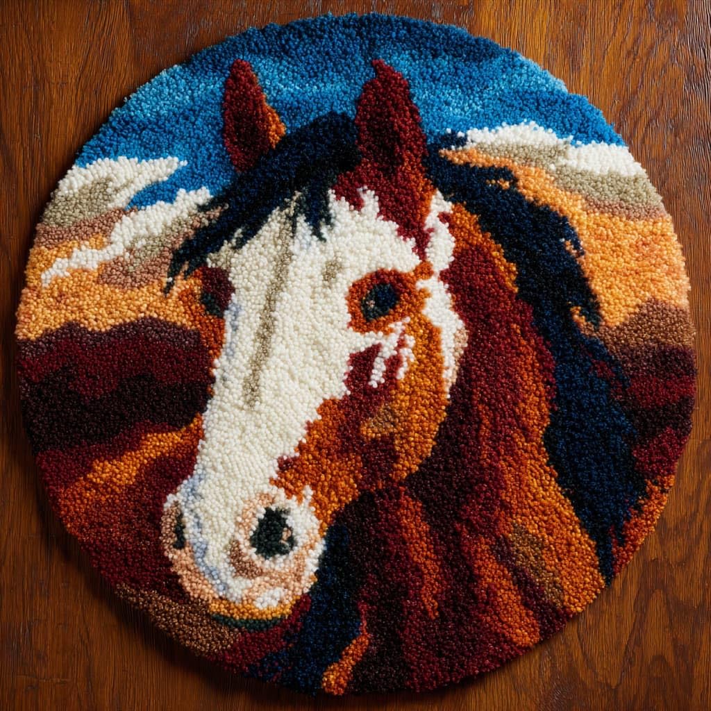 AMBATTERY Latch Hook Rug Kit Latch Hook Kits for Adults,Animal Horse