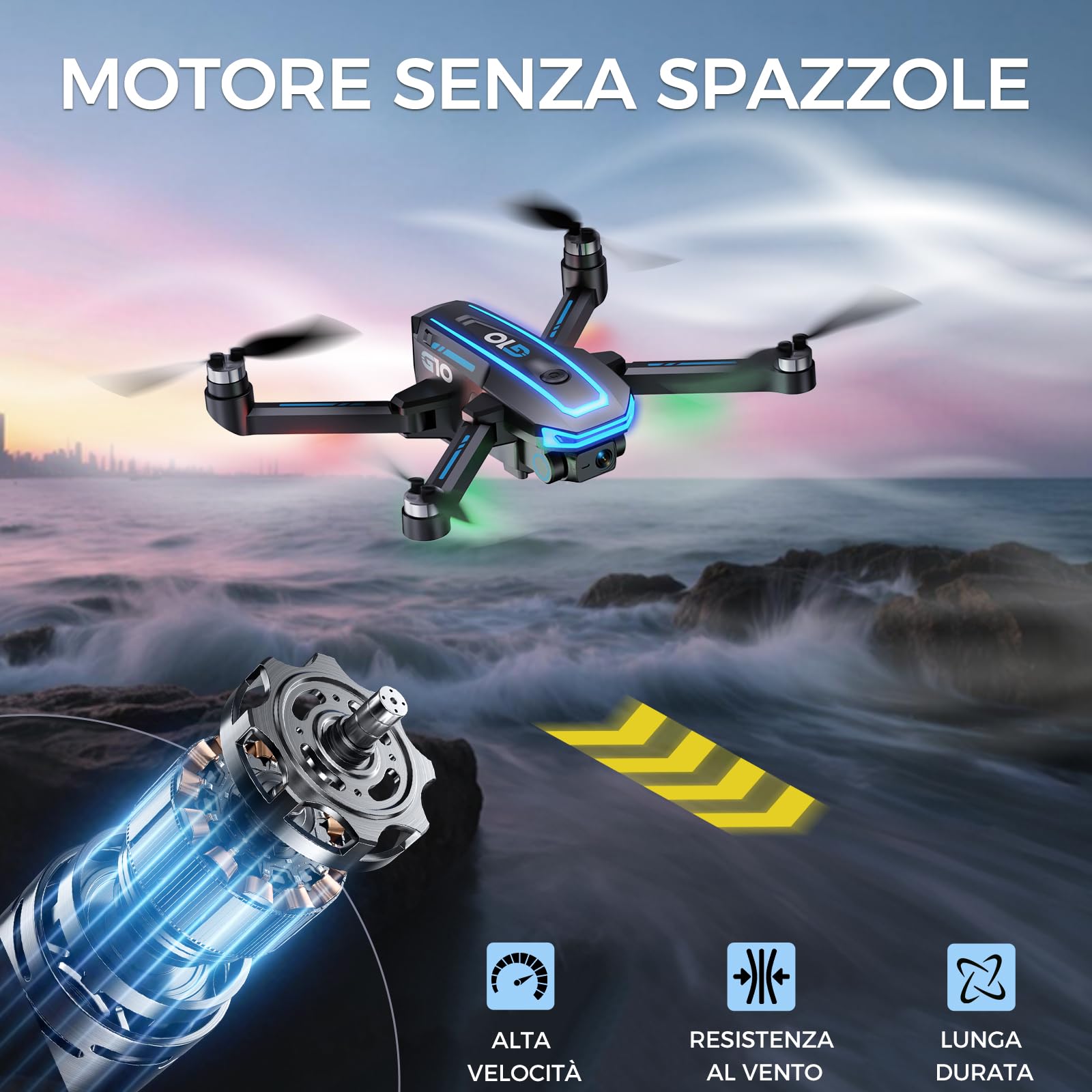 G10 GPS Drone con Telecamera 4K Professionale per Adulti e Bambini (Radiocomando con Schermo) FPV Droni con Motor Brushless, Transmissione 5G, Return Automatico, Quadcopter per Principianti, <249g, C0