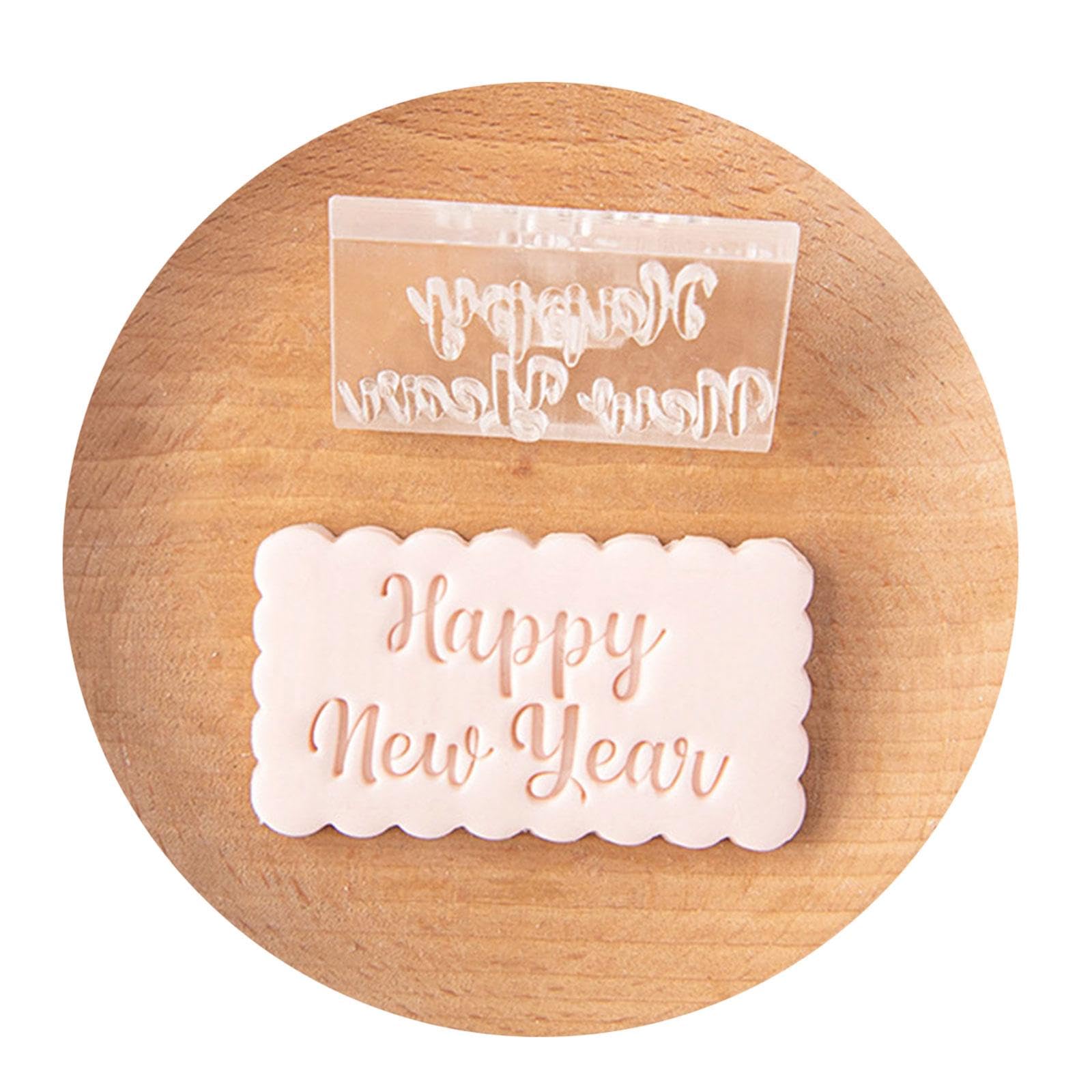 MALSSE Clear Pattern New Year Fondant Molds New Year Treats Creating Letter Embosser Ideal for Beginner and Experts Family Baking Fun