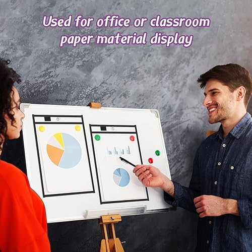 Miniatura 5 de 150 bolsillos de borrado en seco, fundas de bolsillo transparentes de 10 x 13 pulgadas con 18 anillos reutilizables de gran tamaño para boletos de