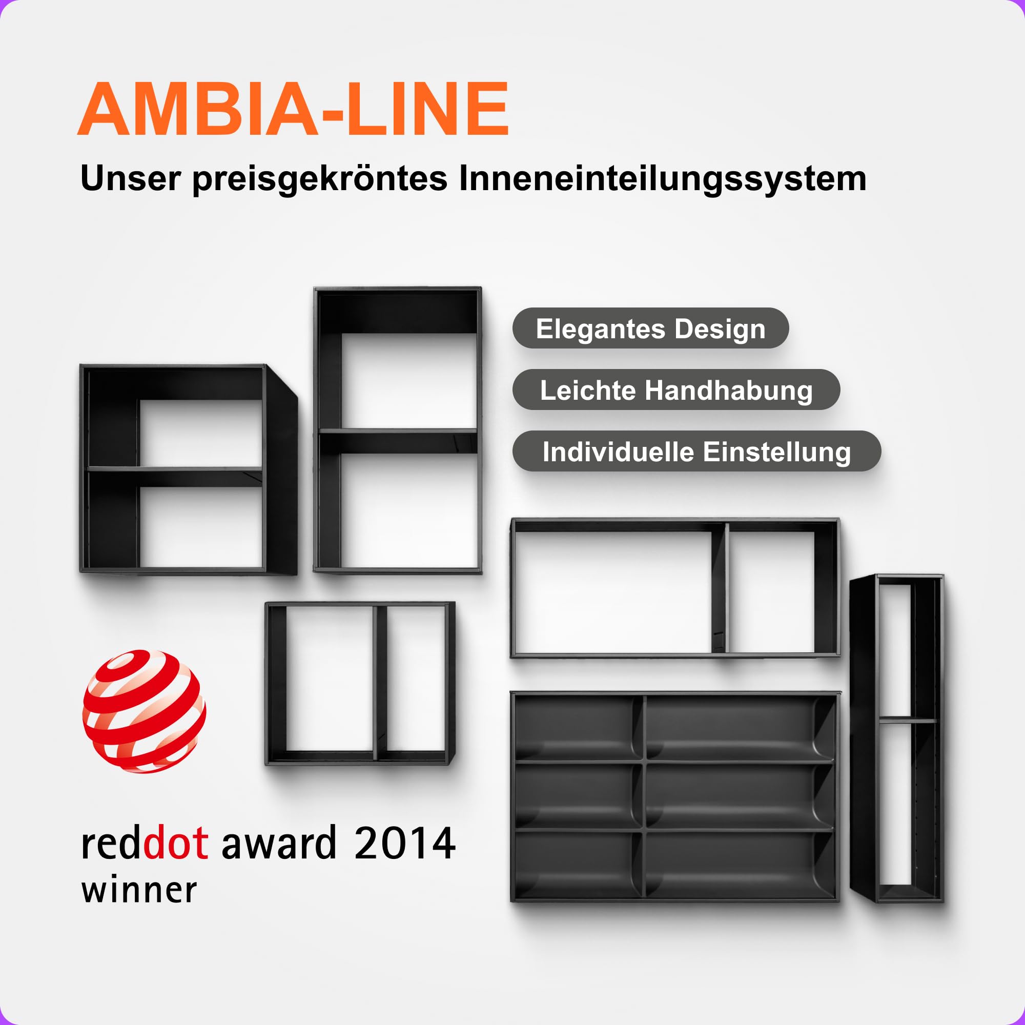 Blum AMBIA-LINE Besteckkasten mit Soft-Touch | Premium Schubladen-Organizer für moderne Küchenschublade & Schrank | schützt, sortiert & ordnet Besteck und Küchenhelfer | 42,5×30×5,5 cm | Carbonschwarz
