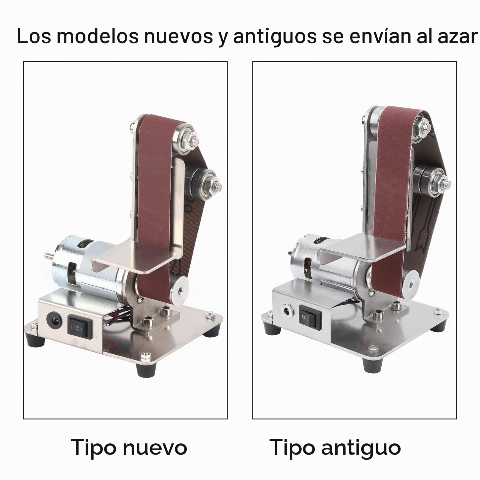 Mini Lijadora de Banda Eléctrica, 7 Velocidades Control de Velocidad, Máquina Pulidora con 10 Bandas de Molienda