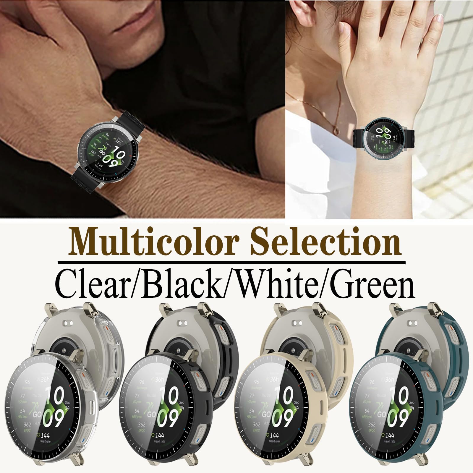 Lot de 4 films protecteurs d'écran Active 3 compatibles avec la montre intelligente Amazfit Active 3 Premium Running - Coque de protection en polycarbonate rigide ultra fin HD