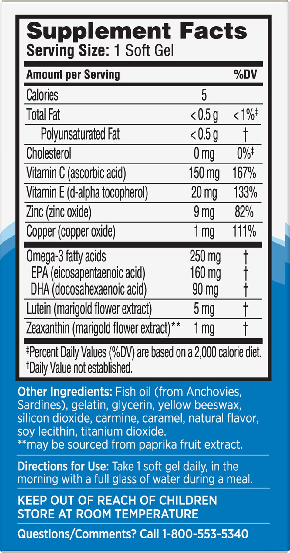Ocuvite Eye Vitamin & Mineral Supplement, Contains Zinc, Vitamins C, E