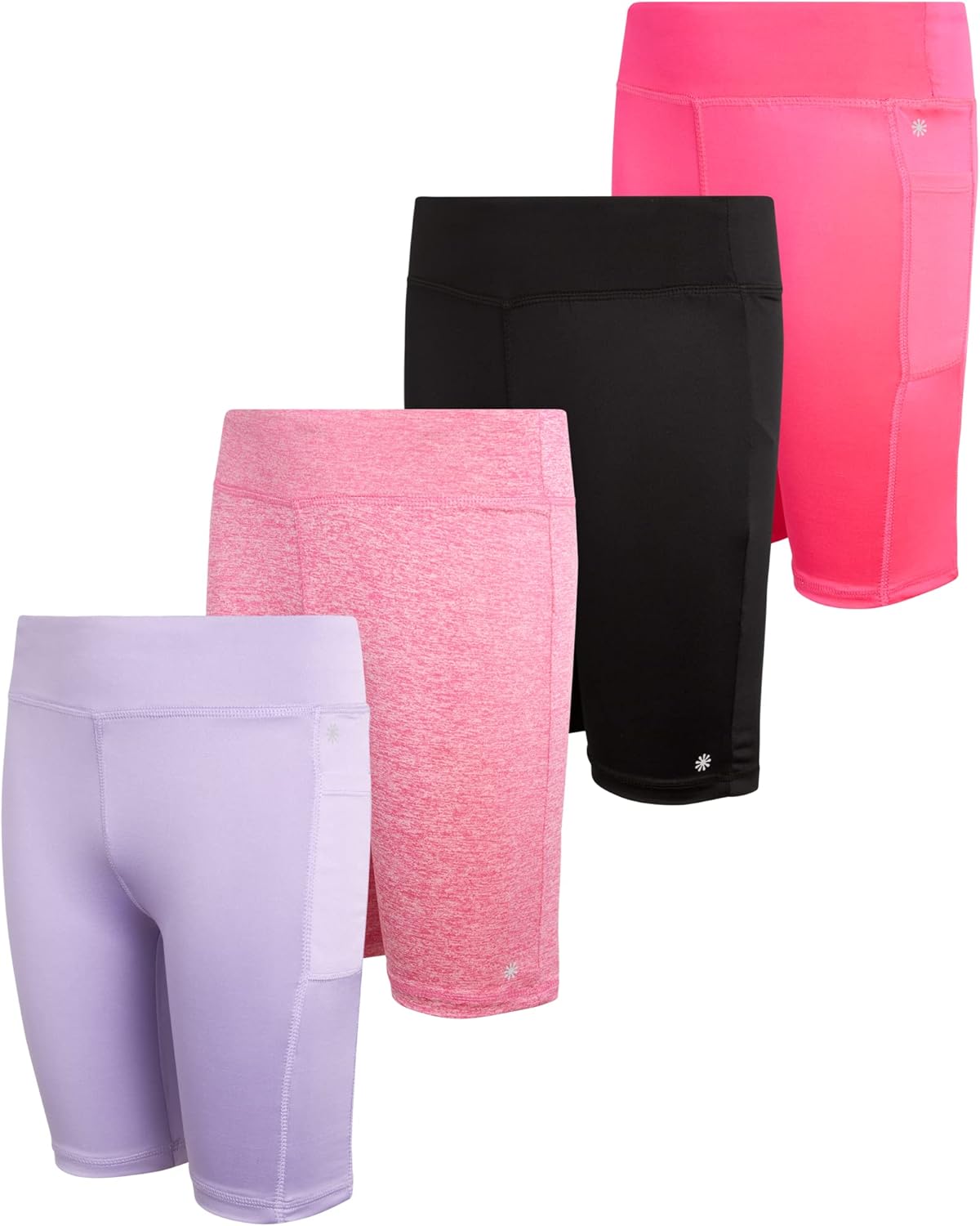 Girls Bike Shorts - 4 Pack Athletic Compression High Waisted Biker Shorts for Girls for Dance Yoga Gymnastics (7-16)