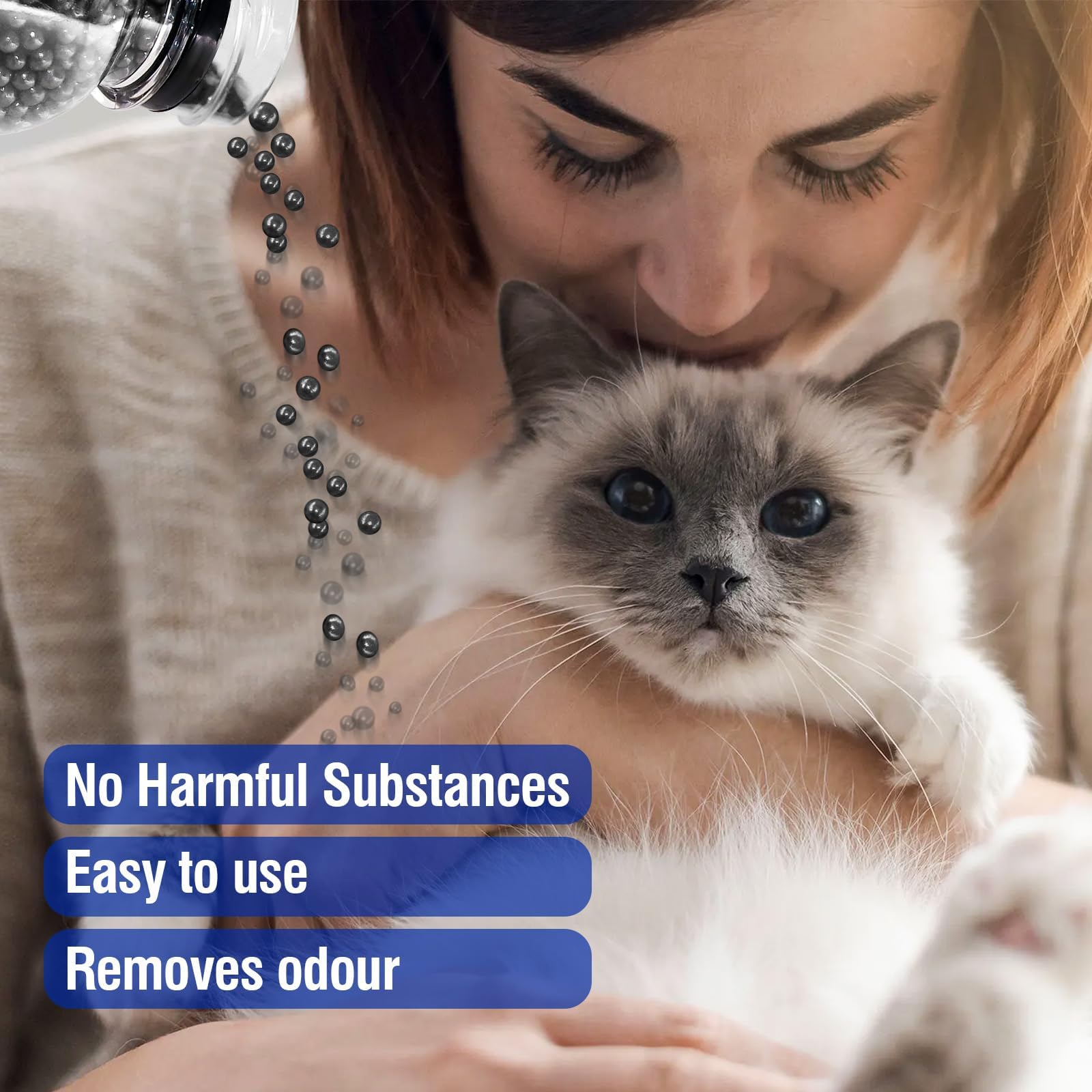 Caja de arena para gatos, desodorante con cuentas | Caja de arena para gatos con cristales desodorantes | Elimina el olor del gato, neutraliza el olor, 8.5 onzas (2 piezas)