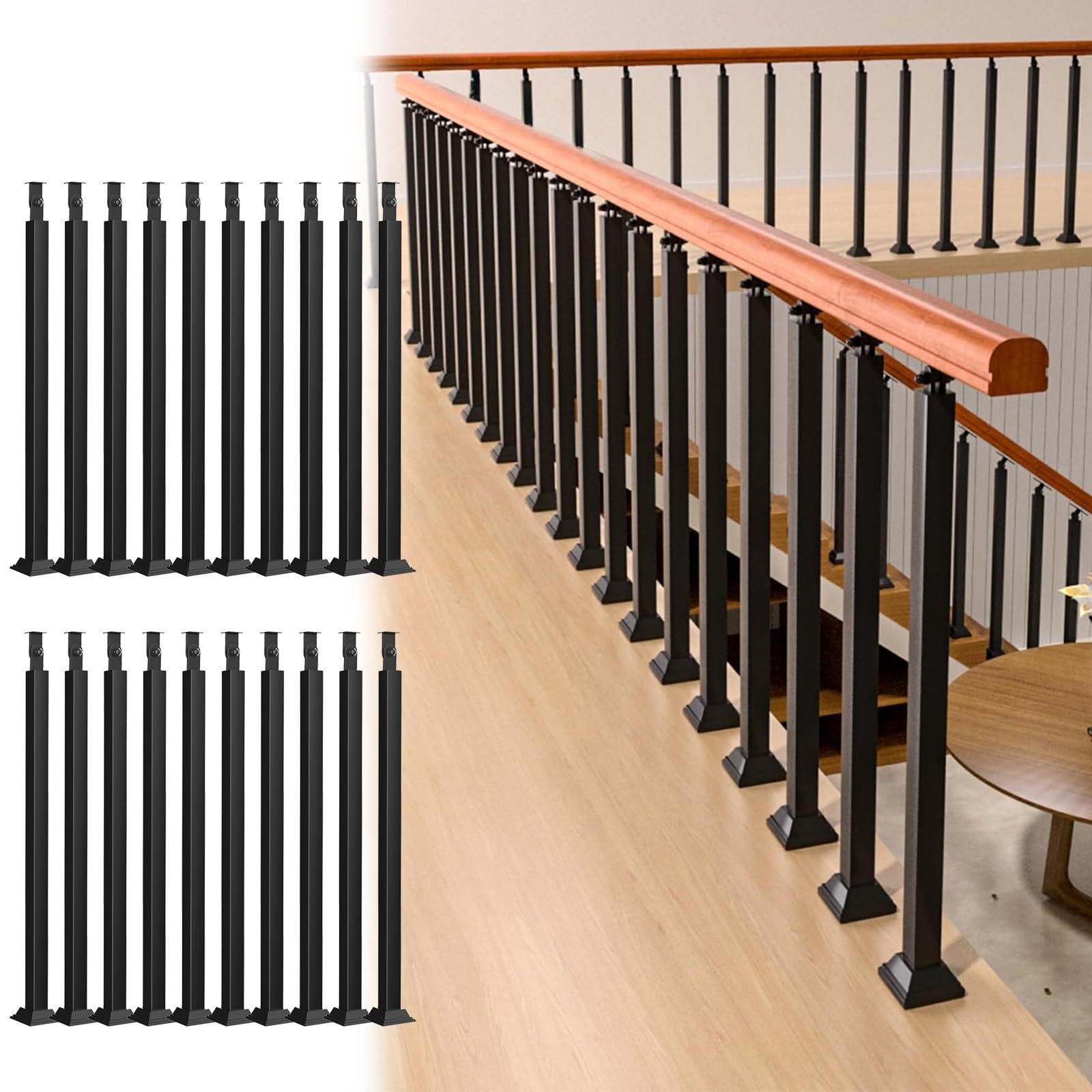 Balustres de rampe d'escalier métallique avec kit de vis pour garde-corps intérieur et extérieur