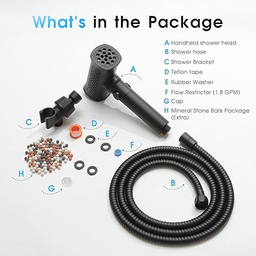 Miniatura 8 de High Pressure Filtered Shower Head with Handheld, Modern Design 5 Spray Modes with ONOFF Pause Switch, 8 Layers Filter for Hard Water, Remove