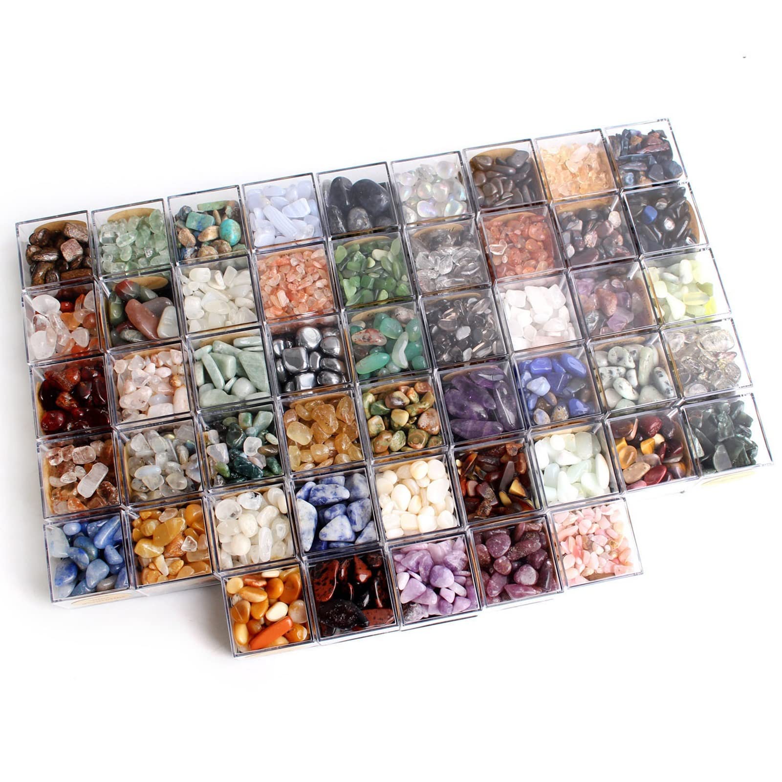 LQYXGS Crystal Stone Home Decor 50Pcs Natural Raw Crystal Set Rough Gems Original Stone Gravel Mineral Specimen W/Gift Box(Polished stone B)