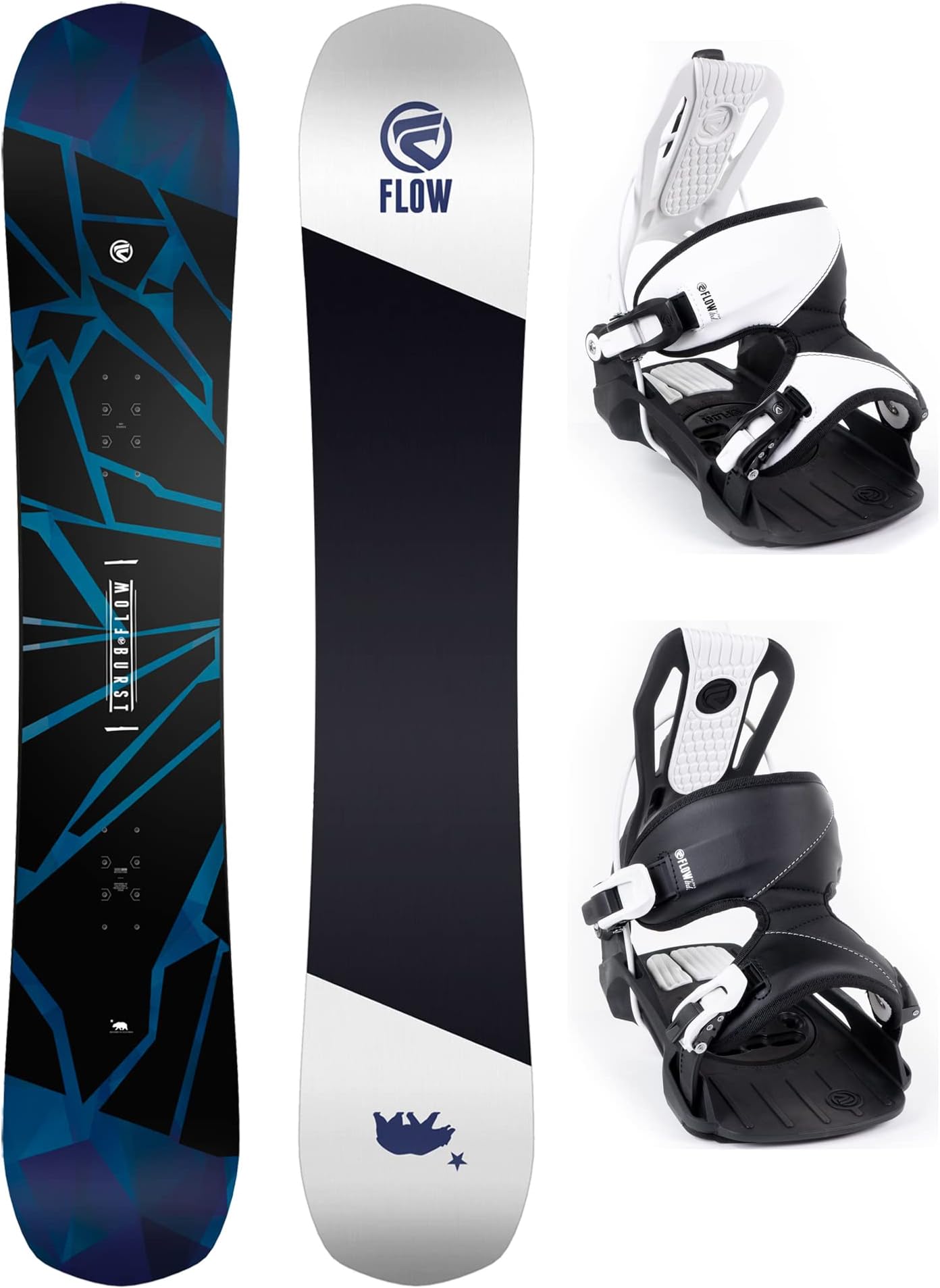 FLOW Burst Men's Snowboard Package Flow Mix Alpha Bindings - 152 cm
