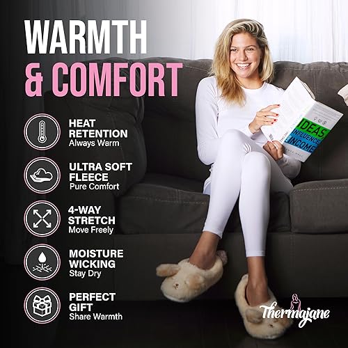 Vista 2 de Thermajane Long Johns Thermal Underwear for Women Fleece Lined Base Layer Pajama Set Cold Weather