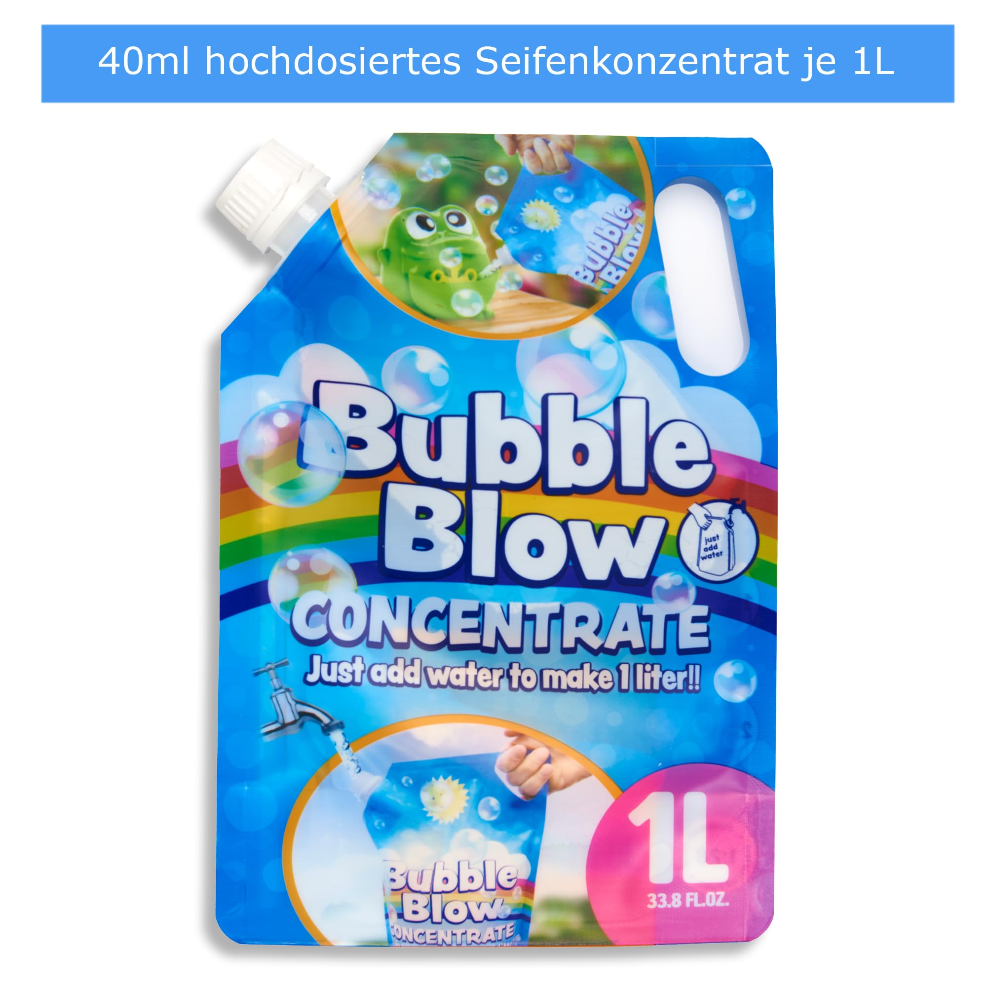 Smart-Planet Burbujas de jabón líquido concentrado para 1 litro de jabón para máquinas y pistolas, solución de jabón para mezclar con agua para niños, 1 bolsa de recarga de 1 L