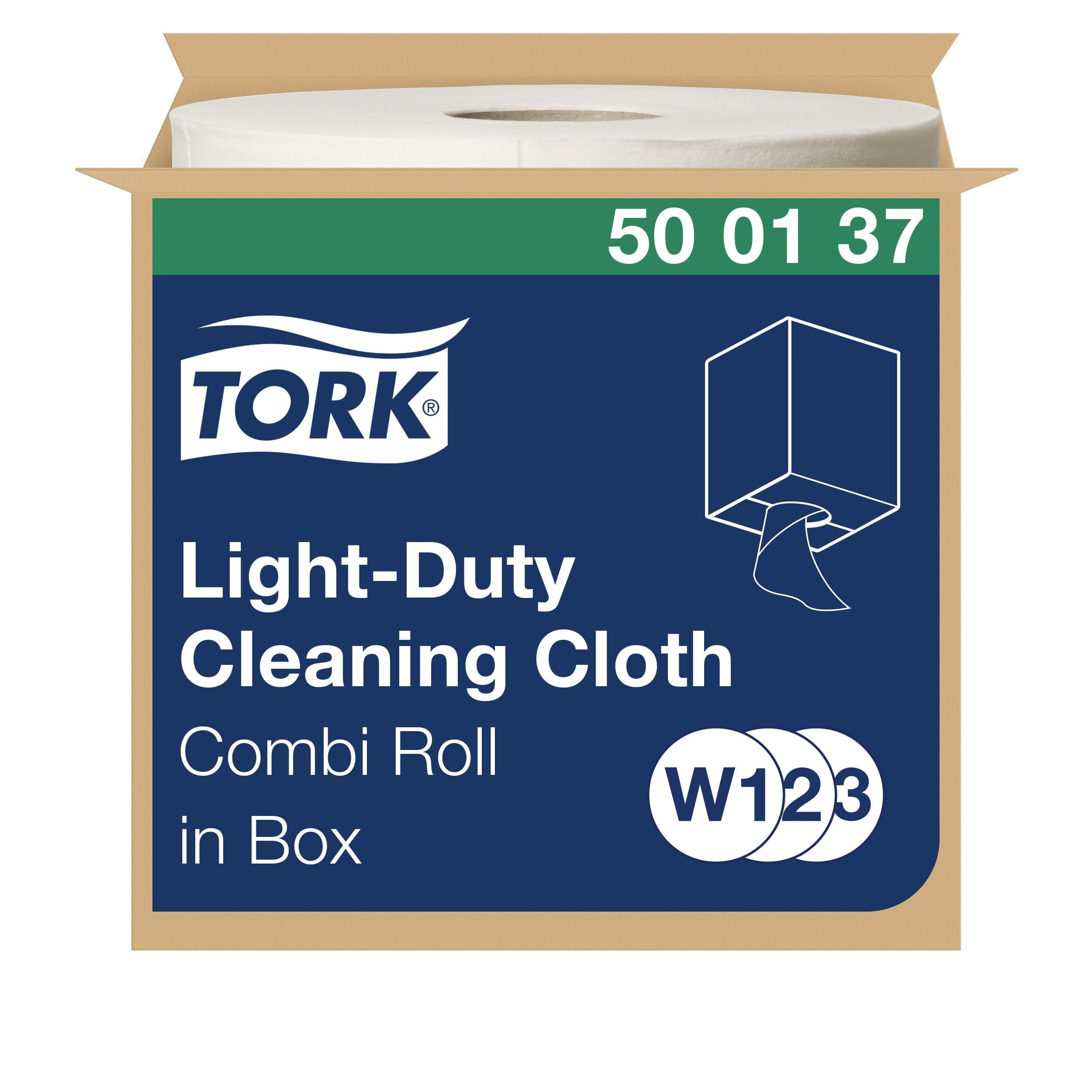 Tork Paños de Limpieza en Rollo Combi, 4 x 600 unidades, 500137 | Blanco W1/W2/W3, Uso en Seco o Húmedo, para Tareas de Limpieza Ligeras