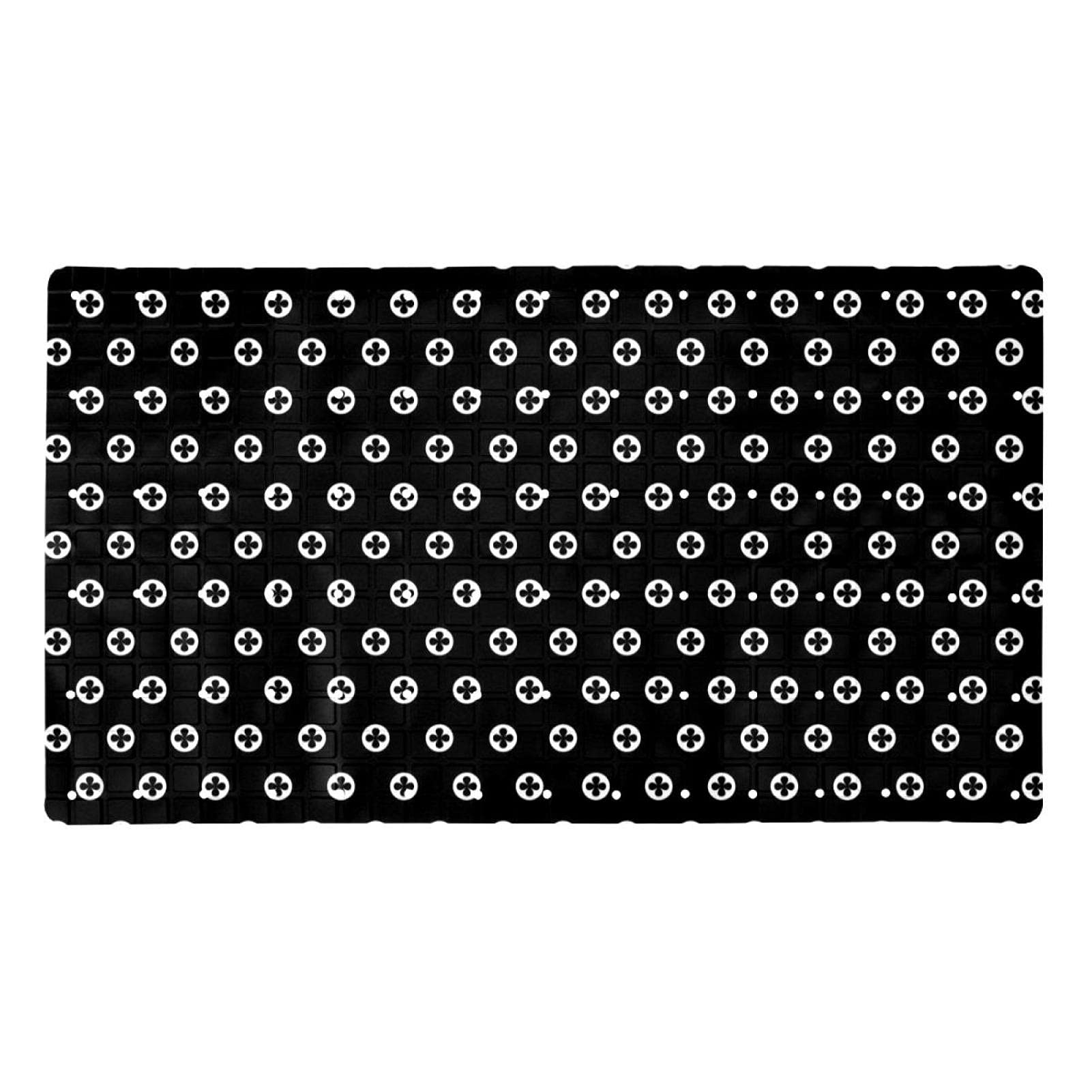 Black and White Dot PatternLong 15.7x27.9 inches Powerful Suction Cup Grips PVC for Floor