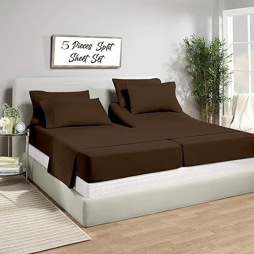 Juego de sábanas divididas Queen de 5 piezas juego de sábanas divididas Queen para camas ajustables juego de sábanas divididas 100 algodón de 600