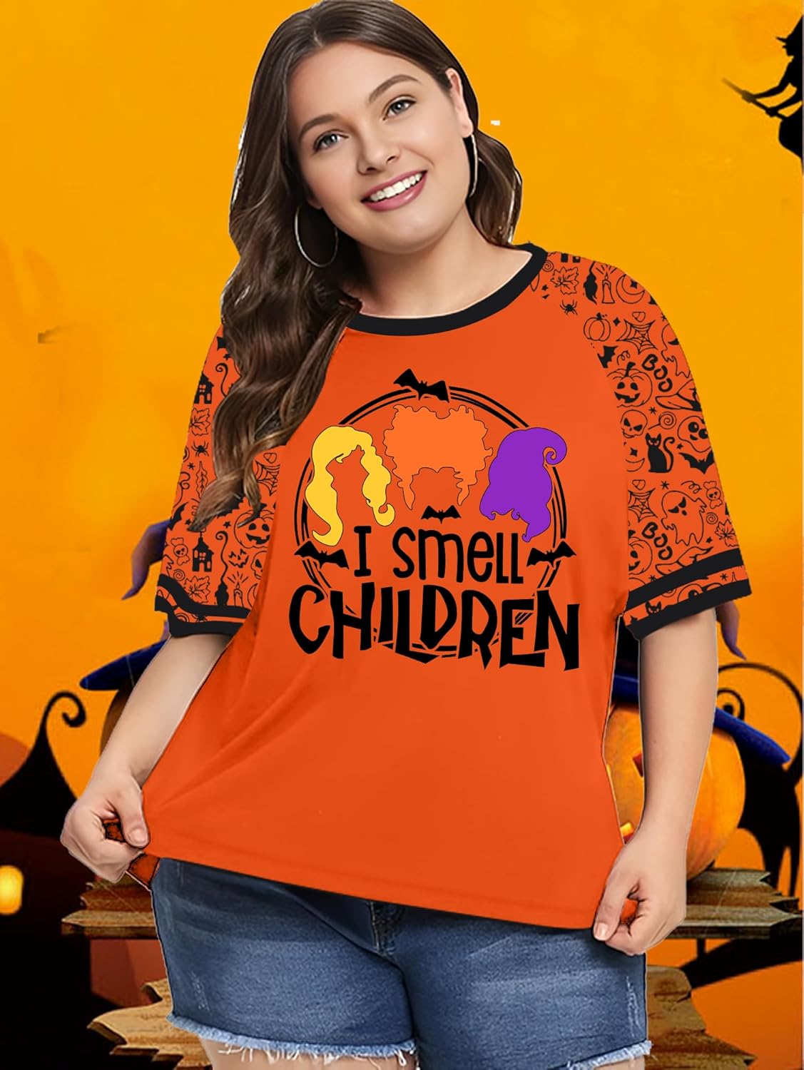 Plus Size Halloween Shirts for Women Pumpkin Graphic Tshirt Fall Casual Short Sleeve Tee Tops - Image 4