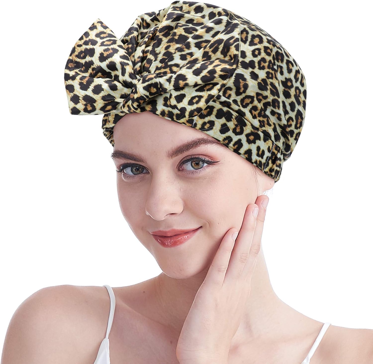 Shower Cap for Women Waterproof Reusable Shower Hair Caps Adjustable