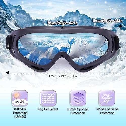Miniatura 9 de LOEO Paquete de 2 gafas de esquí de nieve, gafas de snowboard para niños, adolescentes, jóvenes, adultos