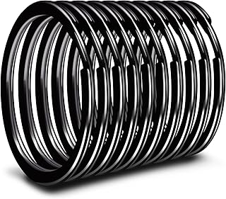 Rainspire 1 Inch/25mm Heavy Duty Key Rings, Stainless Steel Key Rings 10 Pcs Round Split Key Rings for Keychains Key Chain Rings (25mm, Black)