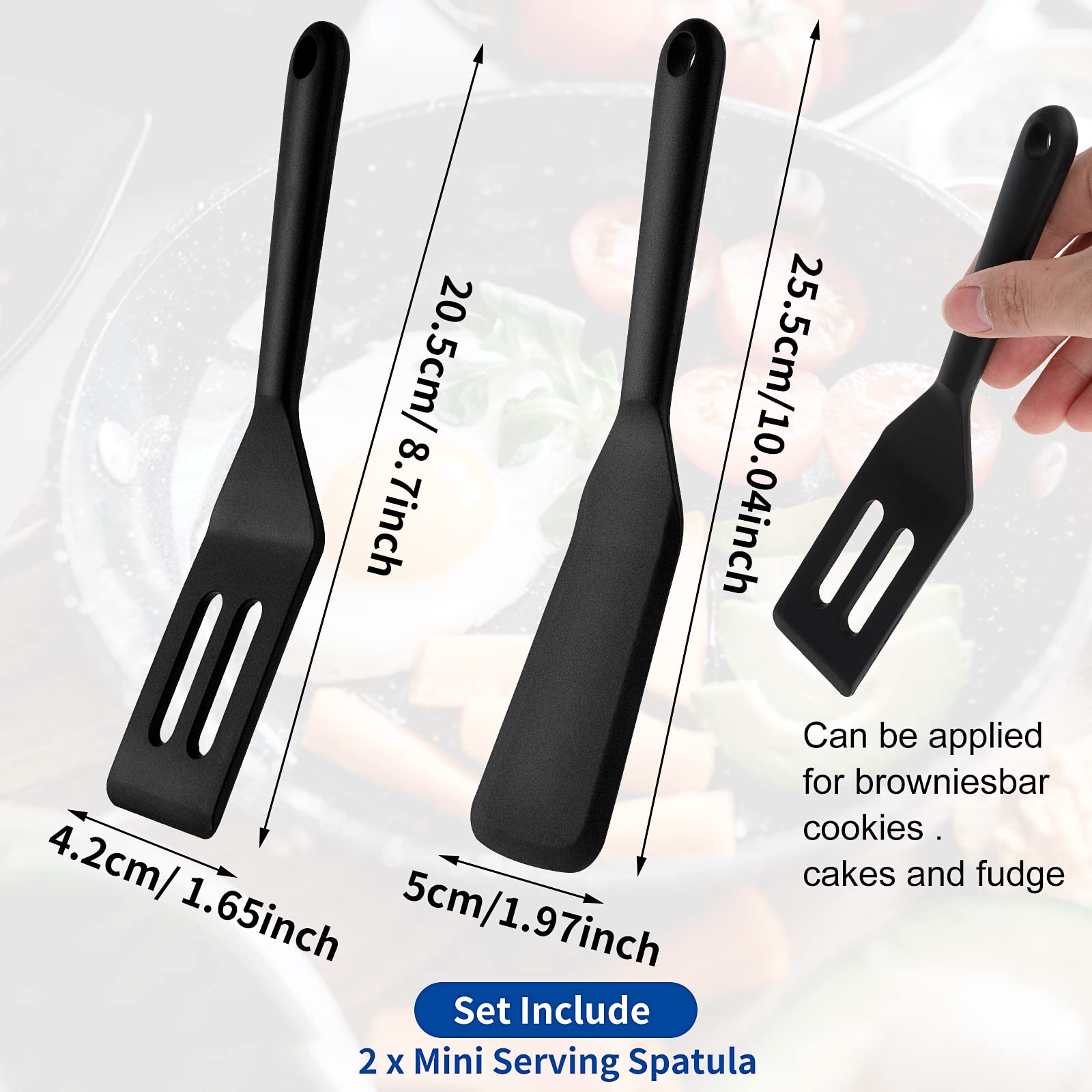 cobee 2pcs Mini Brownie Serving Spatula Set, Flexible Nonstick Brownie Silicone Small Spatula Heat Resistant Spatula Mini Silicone Spatula for Flip Egg in Small Skillet Cookie Batter