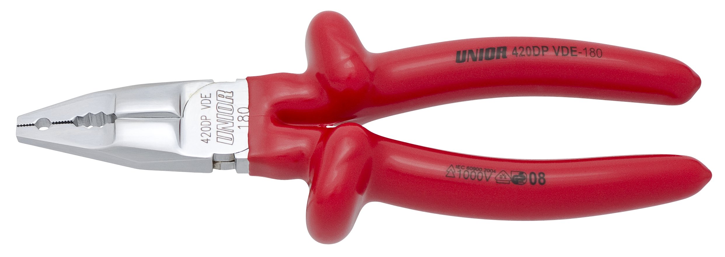 Pince à bec demi-rond UNIOR 619176 à isolation VDE série 420/1VDEDP