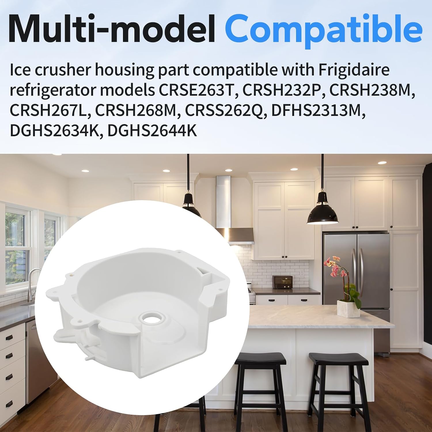 241885001 Ice Crusher Housing Refrigerator for Frigidaire, Also Compatibility with Kenmore Built-in Ref Ice Makers, Refrigerator Replacement Ice Makers Parts