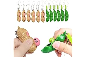 12PCS Squeeze Bean Keychain Fidget Toys - Ultimate Sensory and Stress Relief
