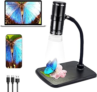 USB Digital Microscope 50x-1000x Magnification with Flexible Adjustable Bracket and 8 Adjustable LED Lights, Compatible with Windows, Mac and Android,Portable Microscope Camera for Kids