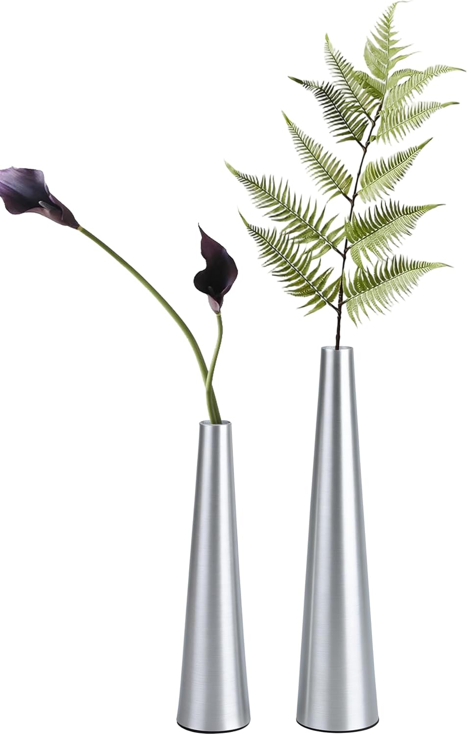 Vixdonos 10.5/8.5 inch Gold Metal Vase Small Dried Flower Vase Set of 2 Taper Vase for Wedding Table Centerpiece Decorations, Home Decor (Gold)