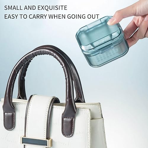 Miniatura 2 de Estuche de limpieza de dientes falsos con drenaje  Contenedor de baño de prótesis dental resistente a fugas, retenedor y caja de almacenamiento de