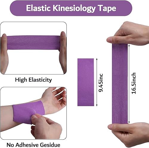 Miniatura 5 de Suuiwau Kinesiology Tape 3 rollos de 16.4 pies sin cortar para rodilla, cinta deportiva, cinta atlética, cinta muscular para apoyo muscular y