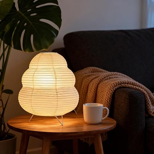 Miniatura 2 de Lámpara de Papel Bonita, Lámpara de Iluminación Ambiental, Acogedora Lámpara de Mesa Lateral de Acento, Pequeña Luz de Resplandor Cálido para