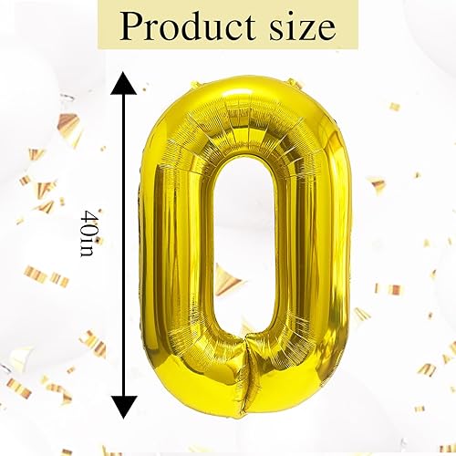 Miniatura 2 de Globos gigantes dorados de 40 pulgadas, película de aluminio, globo digital 0 para fiesta de cumpleaños, boda, despedida de soltera, compromiso,