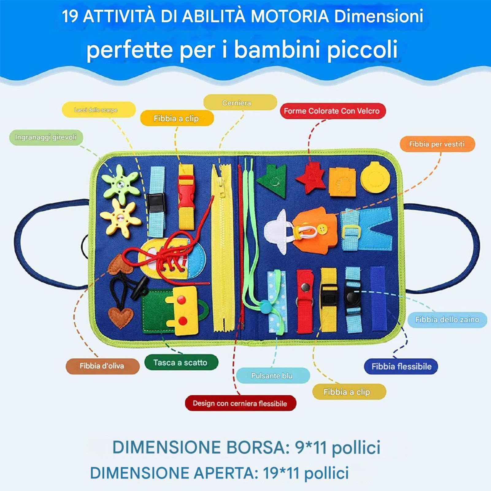 Generico Giocattoli Sensoriali Per Bambini - Lavagna Sensoriale Con Libro Morbido E Occupato, Giochi Di Viaggio Su Strada Attività Motorie, Forniture Per L'asilo Giocattolo Per Lo Sviluppo Delle Abili