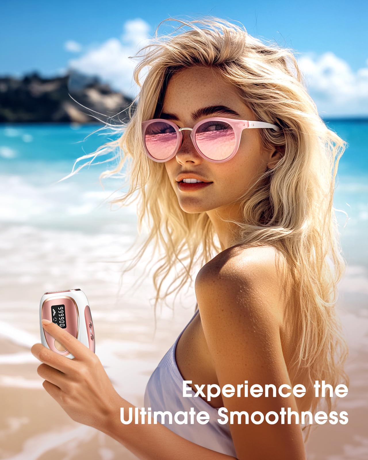 Depiladora de Luz Pulsada IPL con Función de Enfriamiento, 999,900 Flashes, 5 Nivel de Energía, Depiladora Láser Indolora para Mujeres, Hombres, Rostro, Axilas, Piernas y Cuerpo Rosa