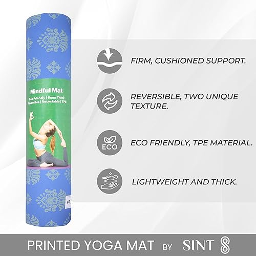 Miniatura 6 de SINT Esterilla de yoga  Esterilla de yoga reversible premium de 0.236 in extra gruesa y grande antideslizante para todo tipo de yoga, pilates y