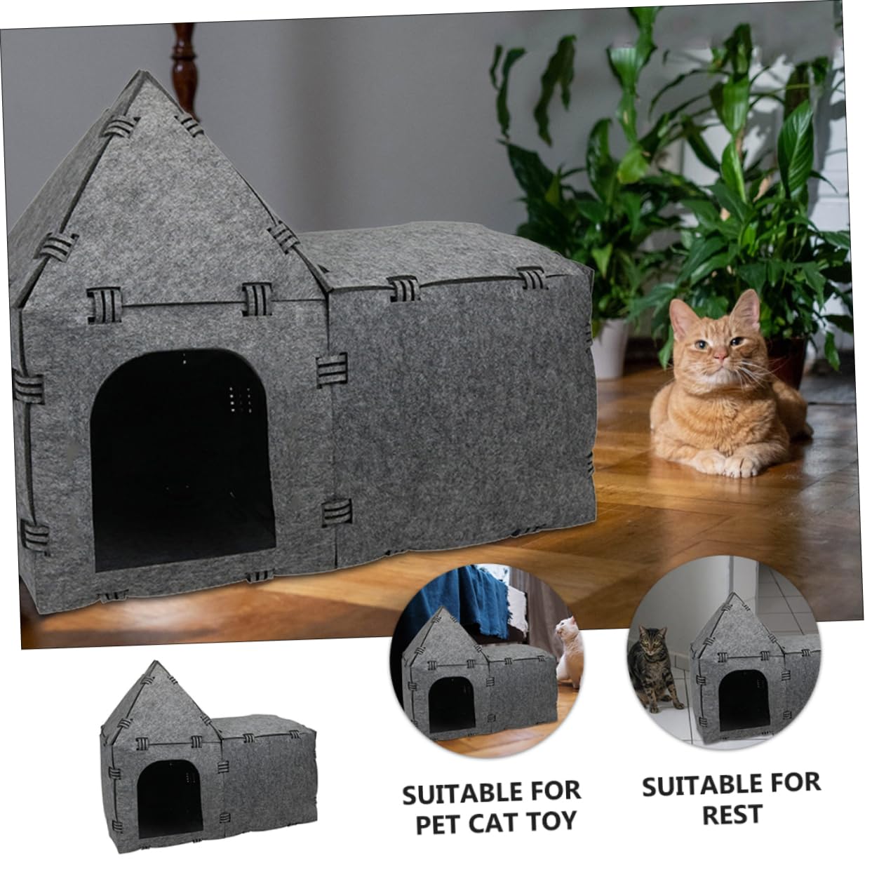 Happyyami Casa De Túnel para Gatos De Fieltro Nido Creativo para Mascotas Juguete Interactivo para Jugar y Descansar para Interiores y Exteriores Diseño Práctico y Fácil De Almacenar