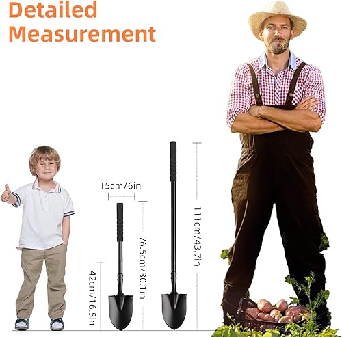 Miniatura 4 de Pala pequeña para excavar con mango de metal, pala de jardín resistente de 43.7 pulgadas, palas de trinchera, ideal para excavar, jardinería,